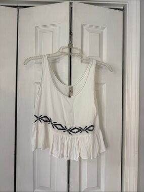 Women’s White Ruffle Tank Top